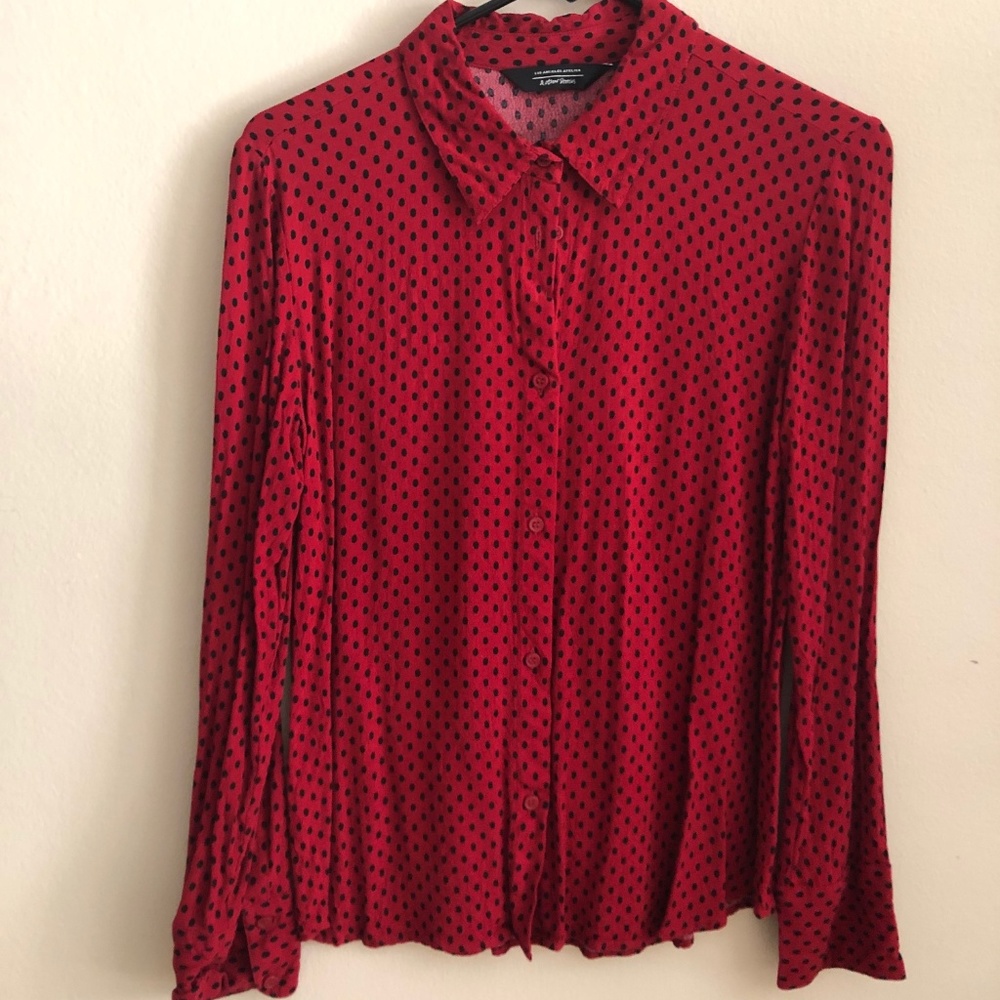 & Other Stories Red Button Up Blouse